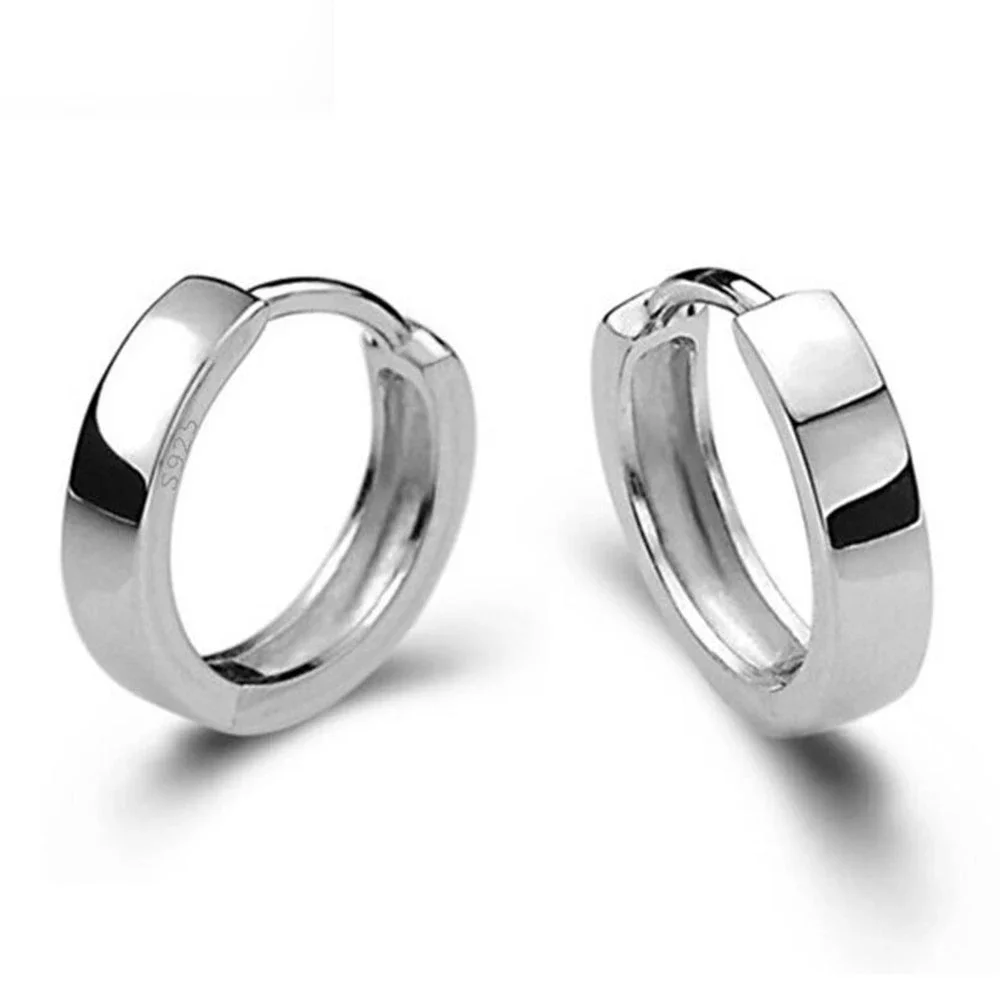 Cute Earrings Pendientes 925 Stmap Silver Color Smooth Surface Stud Earrings for Women Men Brincos Oorbellen Boucle D'oreille