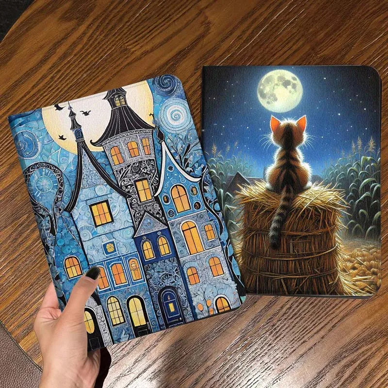 Cartoon Castle Night Light Tablet Case For Samsung Galaxy Tab S7 S8 S9 S10 FE Lite Gift
