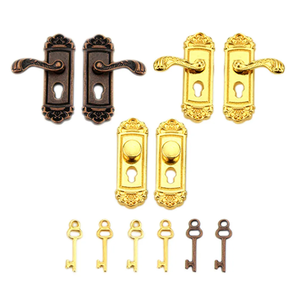

Набор из 6 миниатюрных металлических дверных замков с ключами, масштаб 1:12, винтажный стиль, для кукольного домика, для придания реалистичности миниатюрному дому