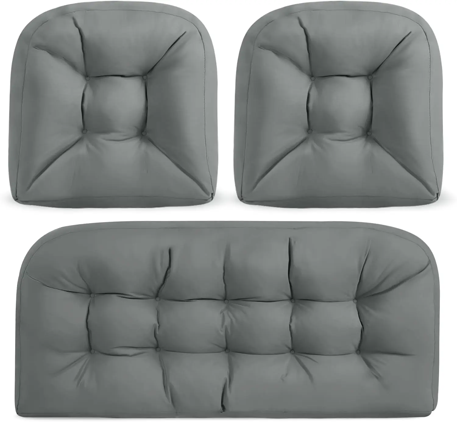 

Wicker Chair Cushions Set of 3. Anti-Slip. Waterproof. 5 Inch Extra Thick. Dark Grey. 44x19.