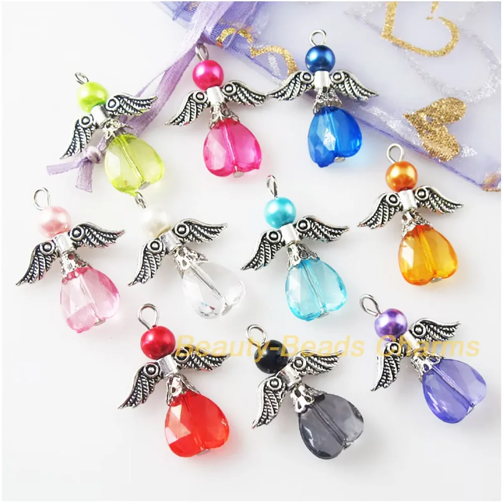 20 sztuk mieszane tańczące skrzydła anioła serce Charms wisiorki 23x29mm — zdjęcie 5