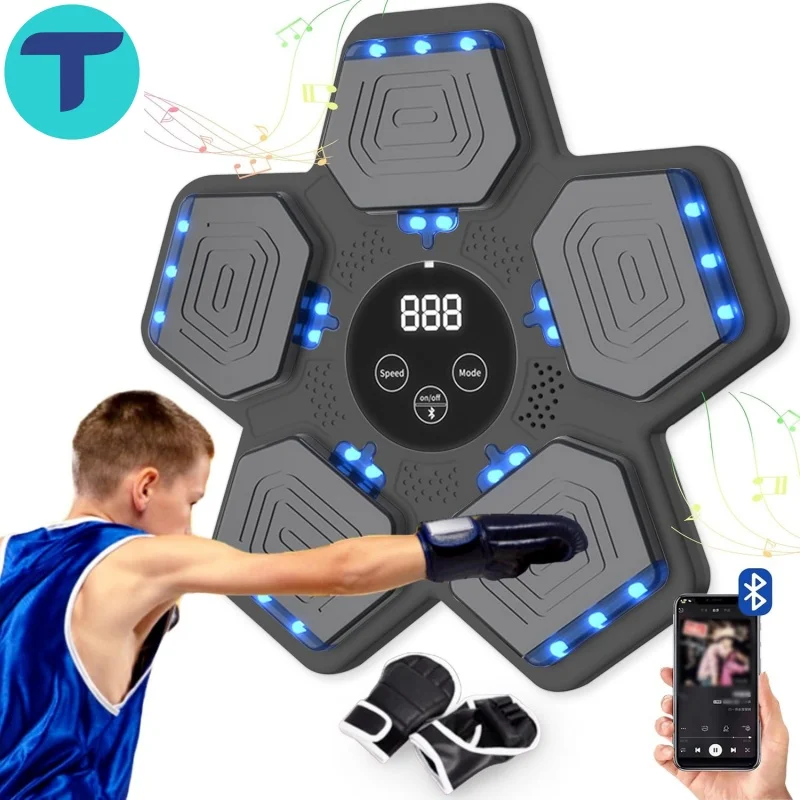 T Music Boxing Machine New Wall Mounted Smart Bluetooth Music Boxing Parent-Child Games with Glove for Kids Adult Home Play