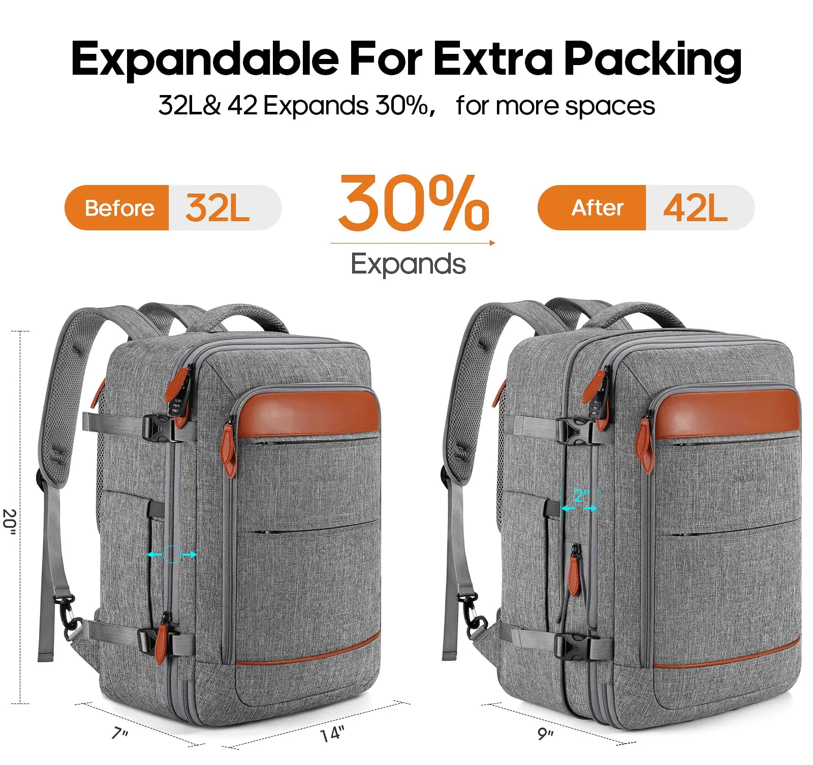 Large Capacity Travel Expandable Large Suitcase Backpacks With 4 Packing Cubes Waterproof Luggage Rucksacks Backpack Mochilas