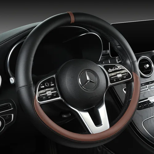 Imagen 2 del producto Funda de cuero para volante All-Nappa, funda protectora de cuero para asa de coche transpirable Universal para todas las estaciones