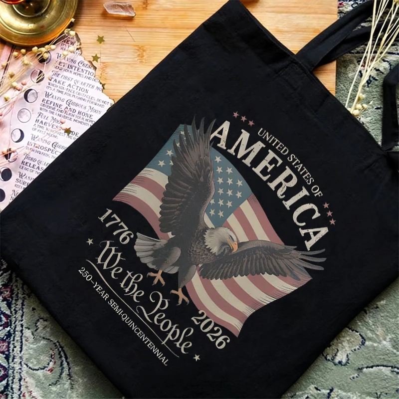 USA 250 Year of Freedom Tote Bag Vintage Eagle July 4th Independence Day Fashion Canvas Tote Bag Men Women Shoulder Handbag