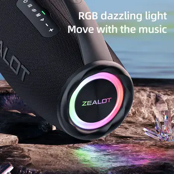 ZEALOT-S97 80W Bluetooth reproduktor Výkonný bezdrátový reproduktor s přenosnou rukojetí, pro párty, kempování, RGB barevné světlo 10 nejlepší prodej objem Gigaworks T3 - №4