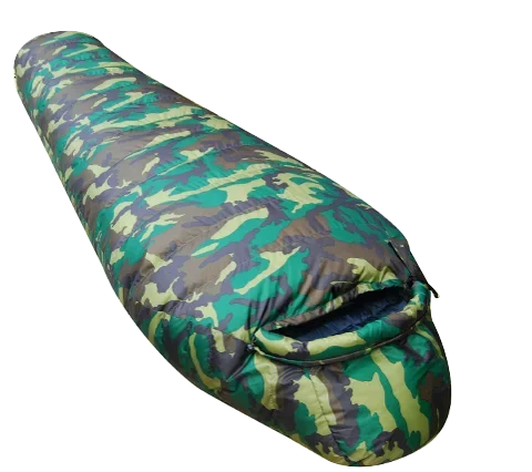 OUTDOOR CAMPING CAMOUFLAGE NYLON DUCK DOWN FILLING MUMMY SLEEPING BAG