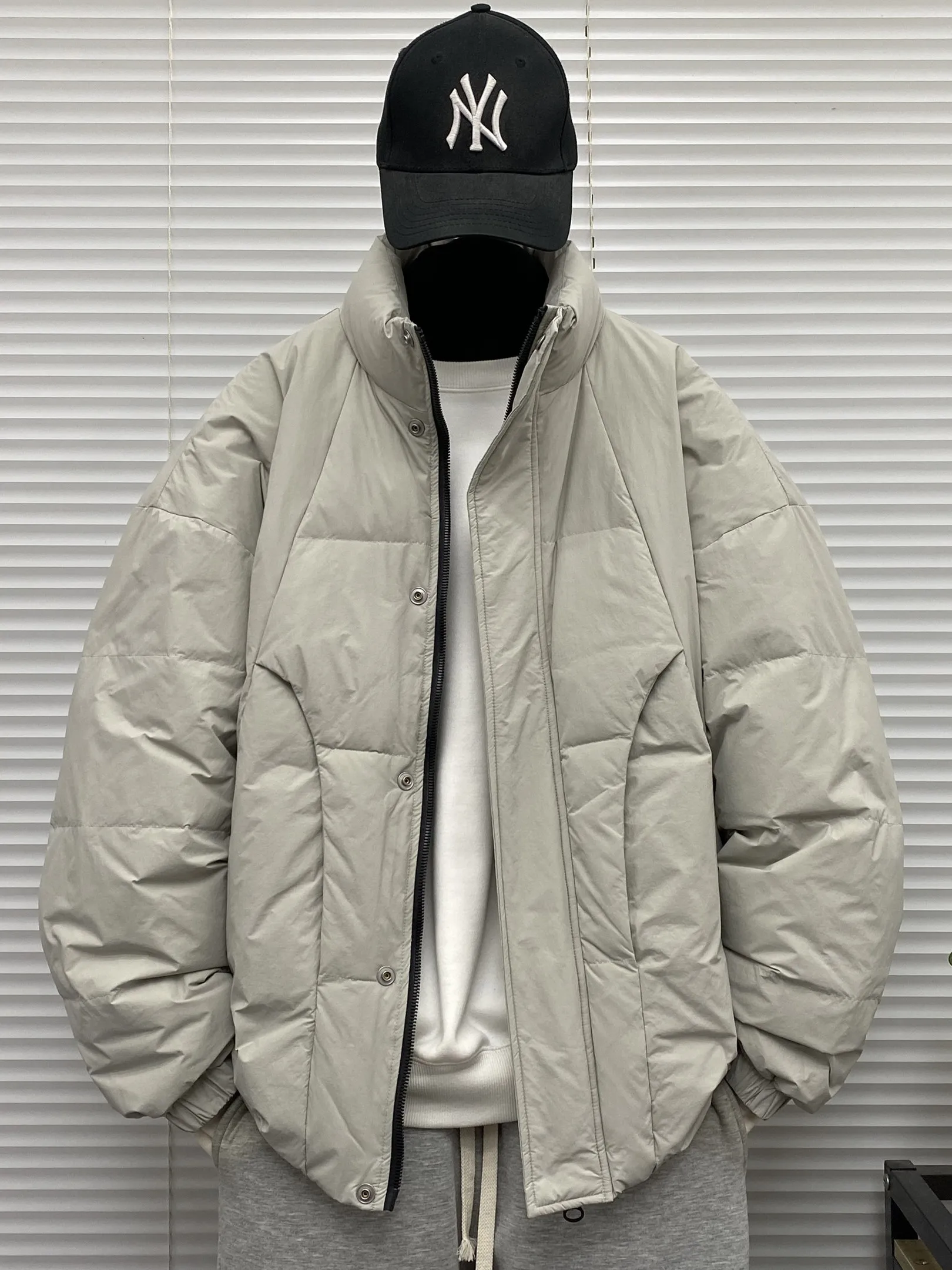 

Мужская пуховая куртка с воротником-стойкой, теплая, без капюшона, зимняя одежда, оверсайз, 90% белый пух, рабочая теплая куртка