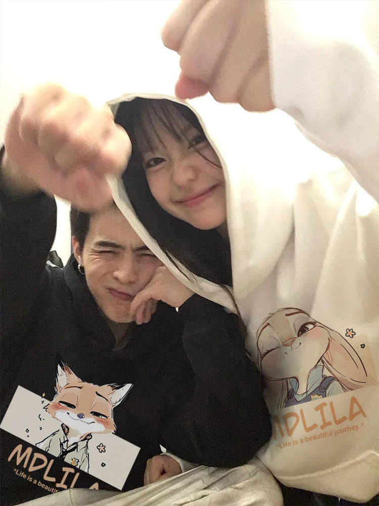 

Judy Nick Cartoon Pattern Couple hoodies 2024 New Trend Fashion Hooded Sweatshirts