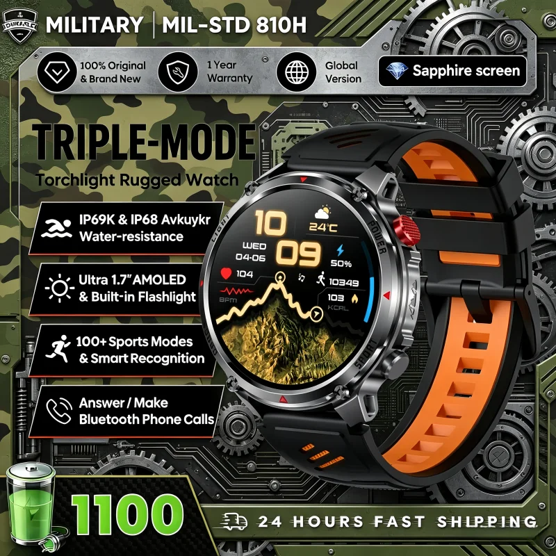 T-Rex3 Ultra Smartwatch: GPS, Compass & Waterproof Military Sports Tracker
