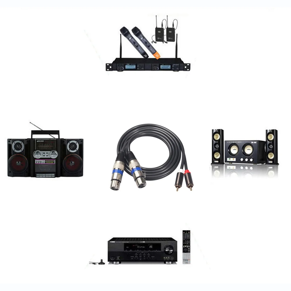 

1.5M Audio Cable Xlr Male To Male Dual Transmission For Stereo Black