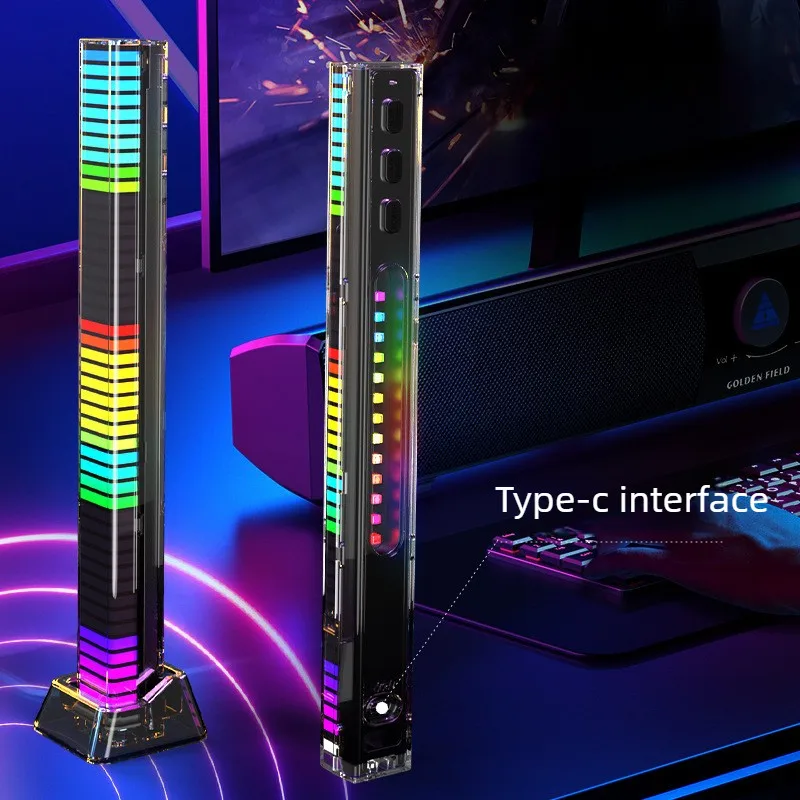 

4D Creative RGB Sound Reactive Light, Voice Control Music Rhythm Ambient Lamp, Car Desktop Bluetooth APP LED Strip