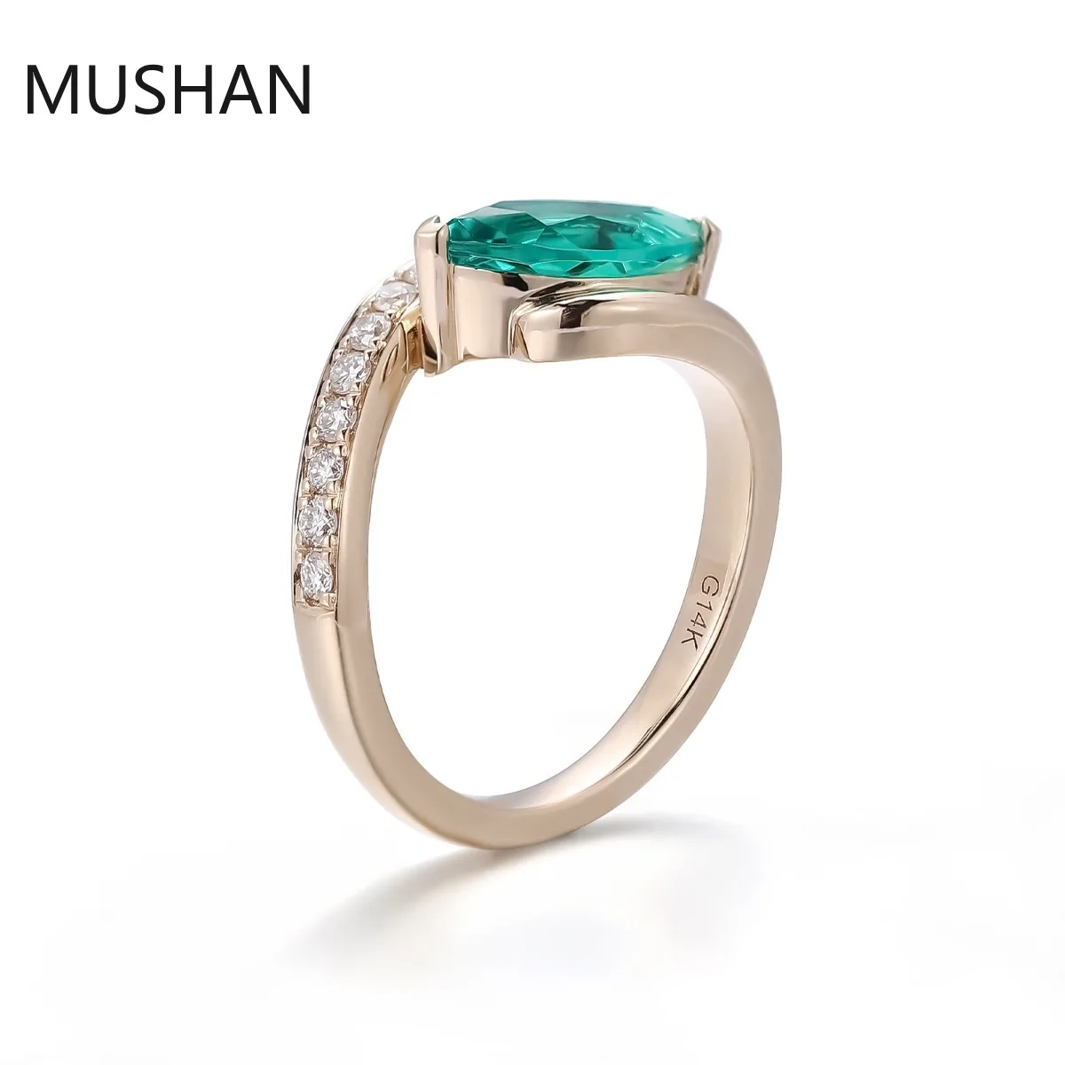 MUSHAN Luxury Custom 925 Silver 14K 18K Gold Rings Band Jewelry Lab Grown Emerald Gemstones Wedding Ring For Women Fine Jewelry