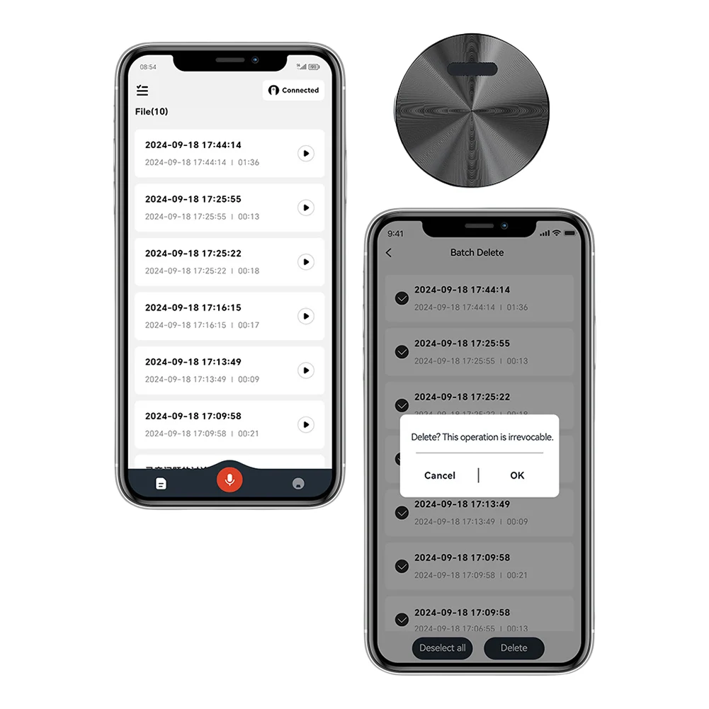 مسجل صوت مغناطيسي AI APP التحكم المغناطيسي الإملاء ChatGPT النسخ الذكي ترجمة خريطة العقل مسجل صوت صغير