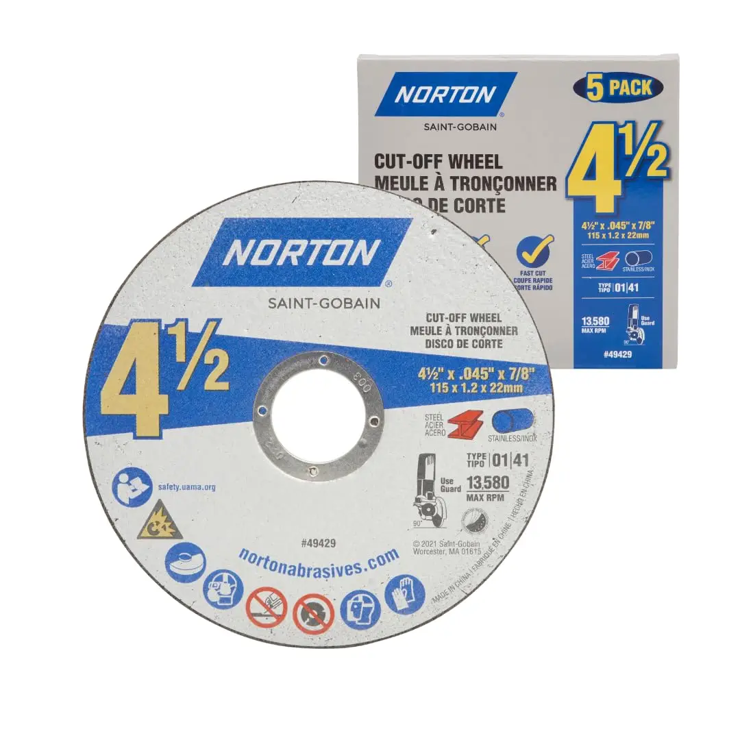

4-1/2-Inch Cut Off Wheels, Pack of 5 - Aggressive Cutting Discs for Angle Grinder, Metal & Stainless Steel