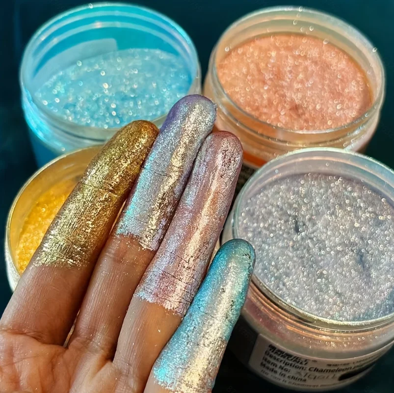 1g/Een doos gezichtsdecoratie verhelderende hoogtepunt glitter kameleon glitter oogschaduw voor dames, Pride Moon, muziekfestival