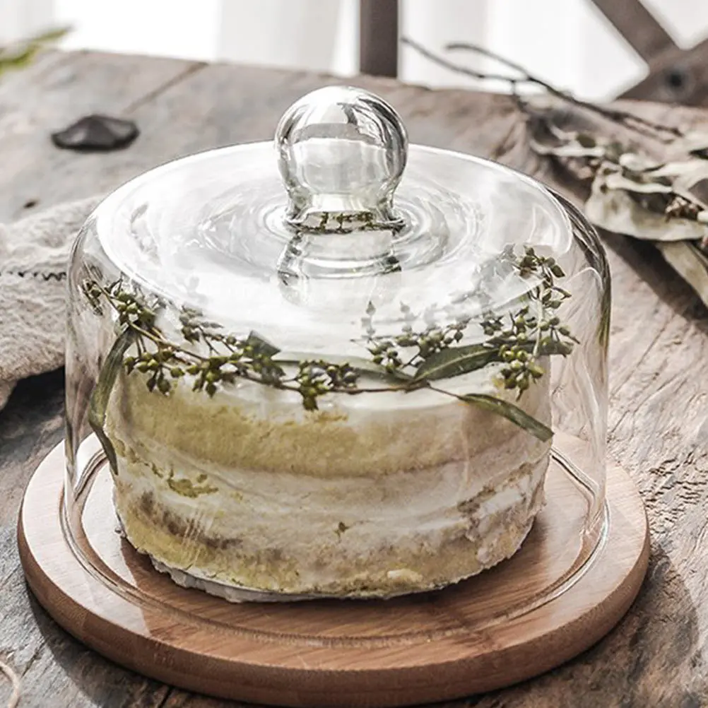 

1Set Transparent Glass Cake Cover Protective Dome Food Seal Lid for Bread Fruit Dessert Display Food Cover