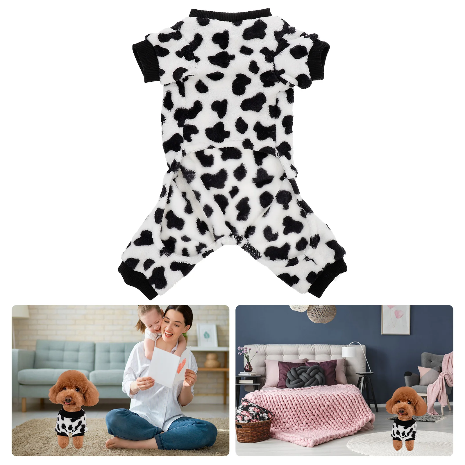 

Cow Spot Pattern Polyester Dog Clothes Autumn Winter Clothes Pet Coat Dog Clothes Small Pet Dog Coat Size XL