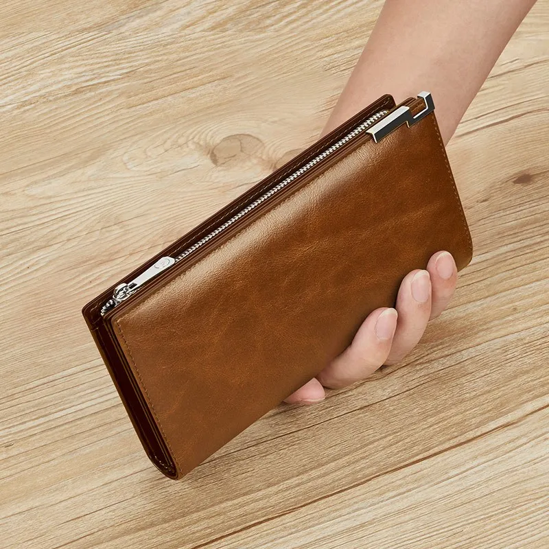 

WILLIAMPOLO's new wallet men's long men's leather card bag large zipper wallet business clutch bag