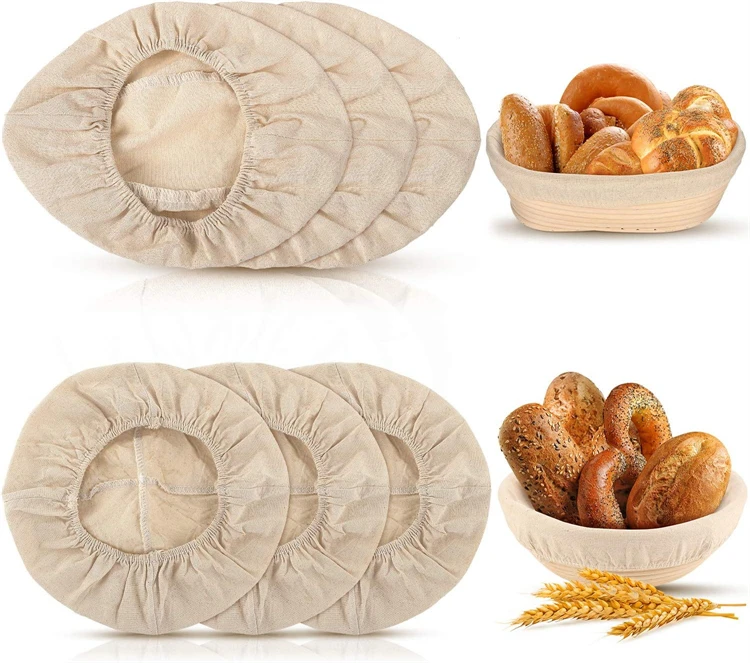 LMETJMA Brotschutzkorb, rund, oval, lang, Banneton-Rattan, Brotteigschutz, Schneller, Rattankorb mit Leinenfuttertuch – Detail 3
