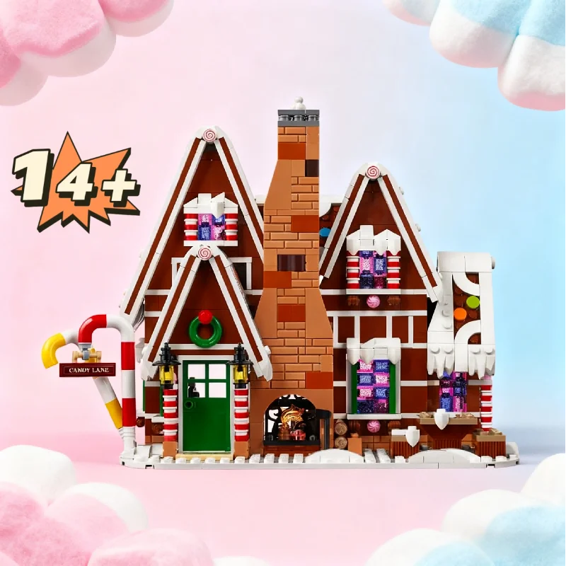 

Рождественский домашний декор, подходит для 10267, пряничный домик, семейный сбор, строительные блоки, модель, кирпичи, сборка лося, игрушки, рождественские подарки