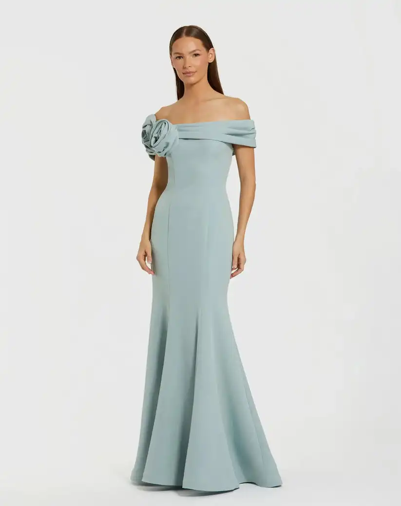 

Простой трикотаж ручной работы по индивидуальному заказу, длинные платья с открытыми плечами и цветочной складкой, повседневные изысканные платья на заказ