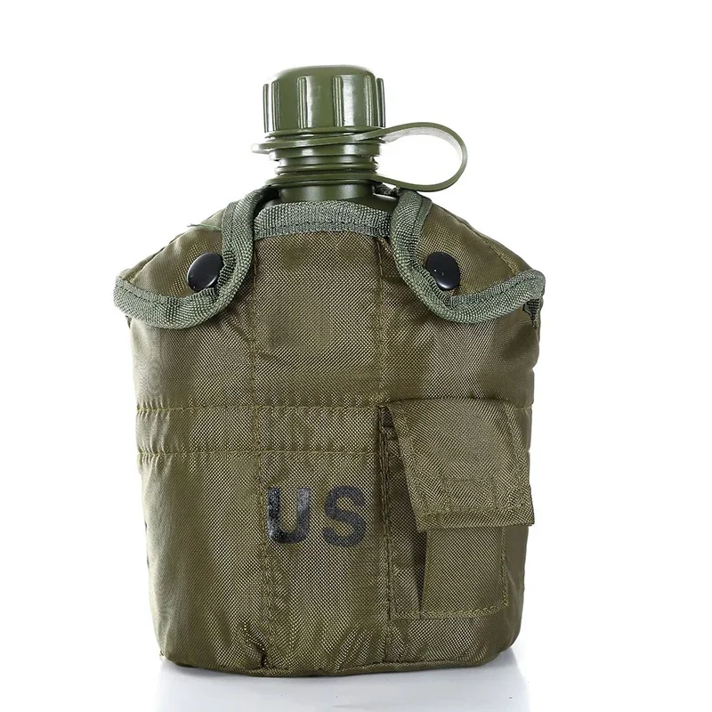 Outdoor Camouflage Water Bottle Water Canteen Kettle with Pouch Cup Set for Camping Hiking Backpacking Water Cup 1L