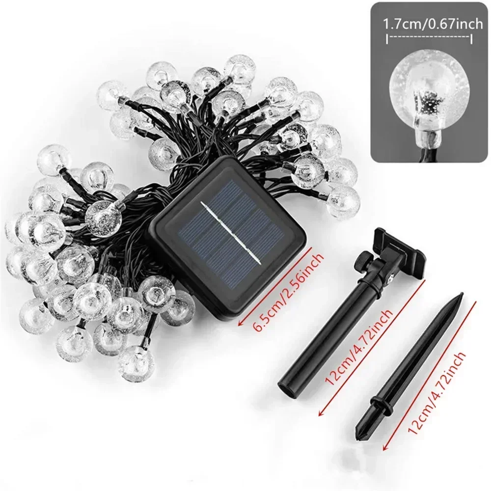 20/50/100 LED Solar String Lights, Warm White, Outdoor Crystal Globe Lights, Waterproof Solar Festoon Fairy Light For Garden