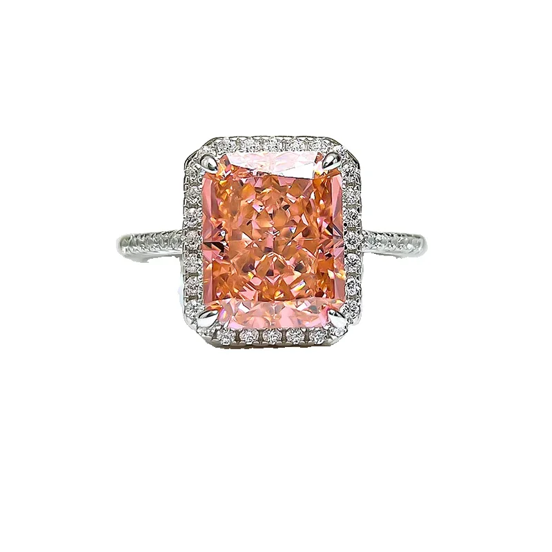 Imagem -05 - Diamante de Alto Carbono Anel de Noivado Feminino Prata 925 Rosa e Laranja Joia Luxuosa Nova Moda