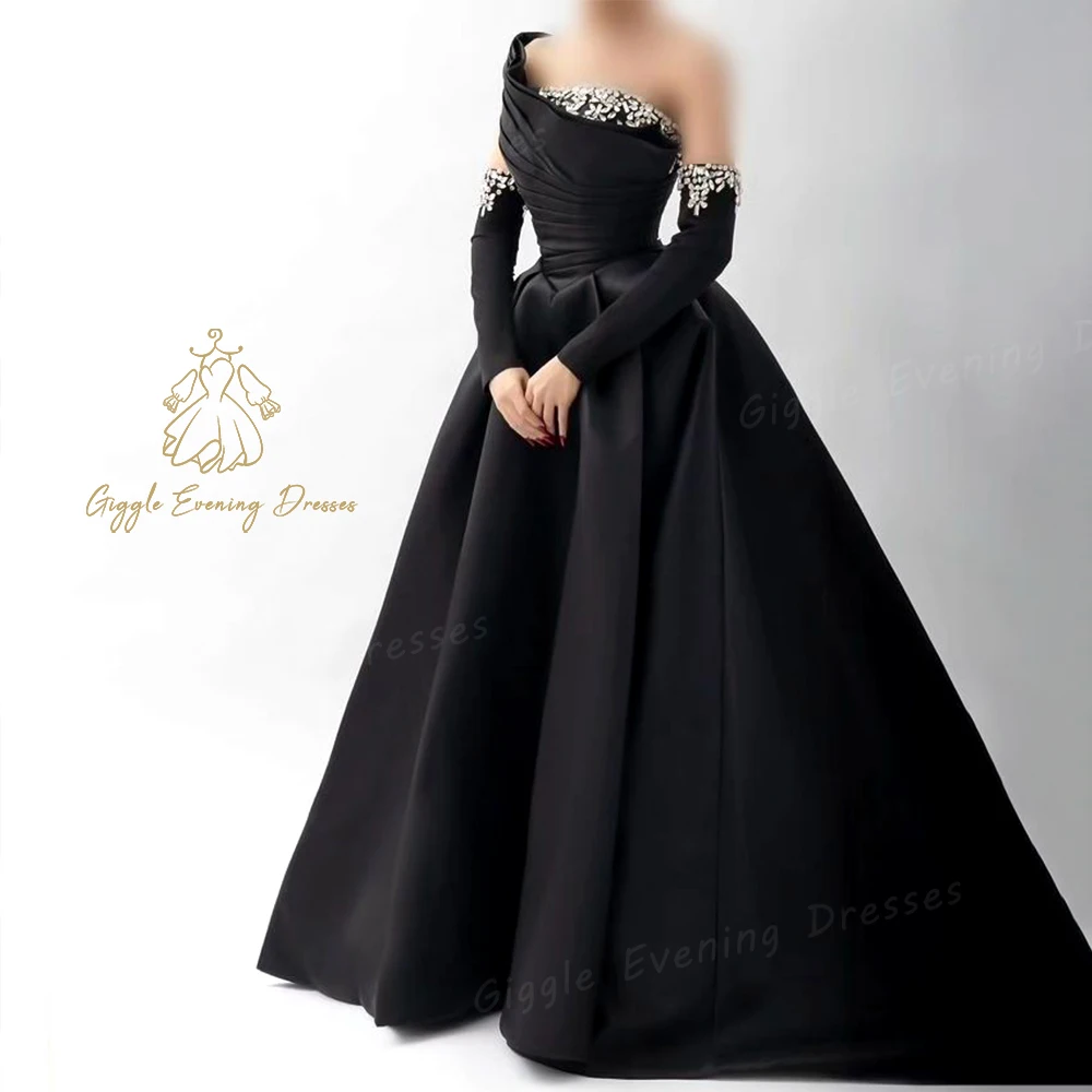 Giggle One-Shoulder Beading Evening dresses فساتين سهرة, Luxury 2024, A-line and Pleating, Floor Length elegant party gown women