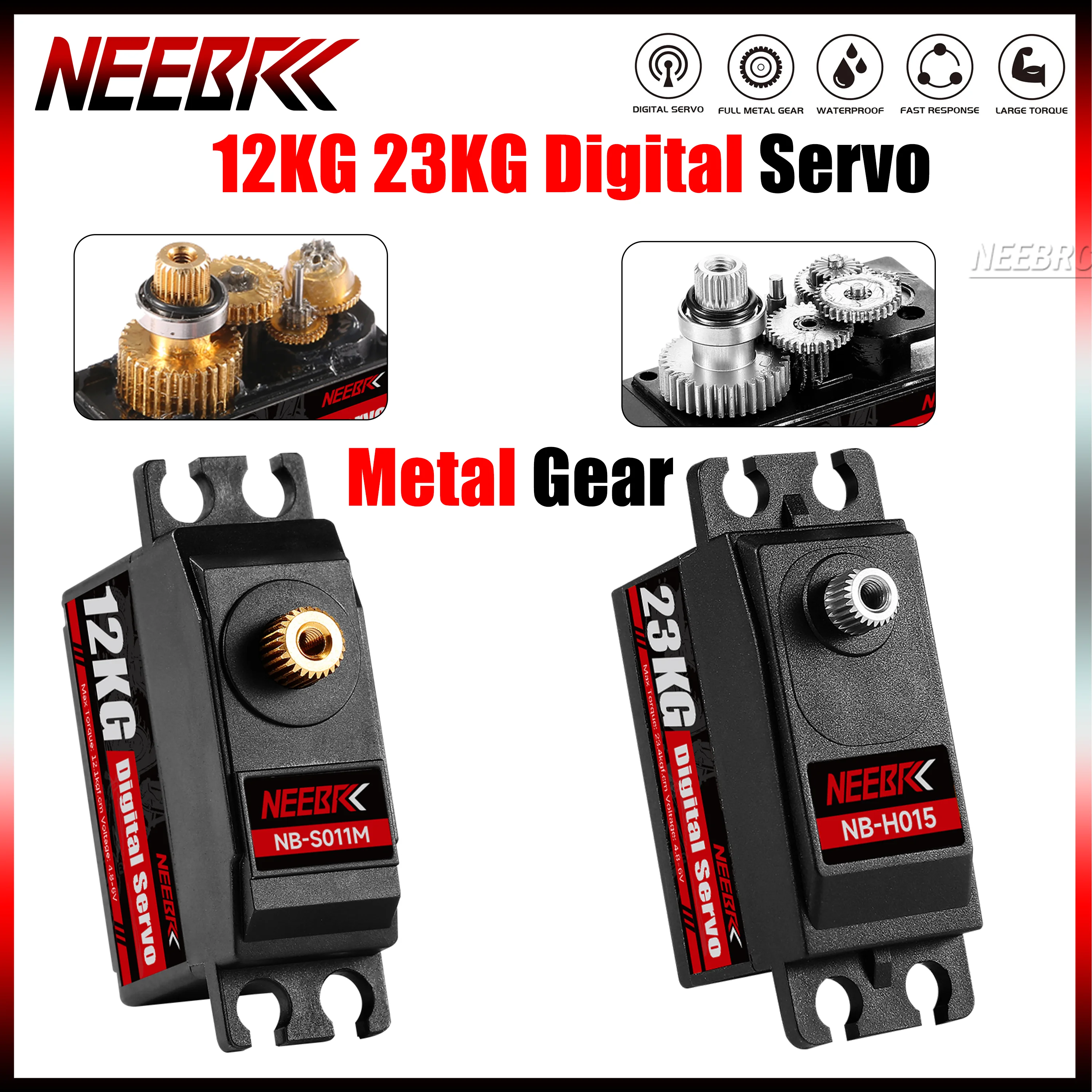 Neebrc 12kg 23kg metal engrenagem digital servo corpo curto baixo perfil alto torque para rc carro caminhão robô barco drone brinquedo acessórios