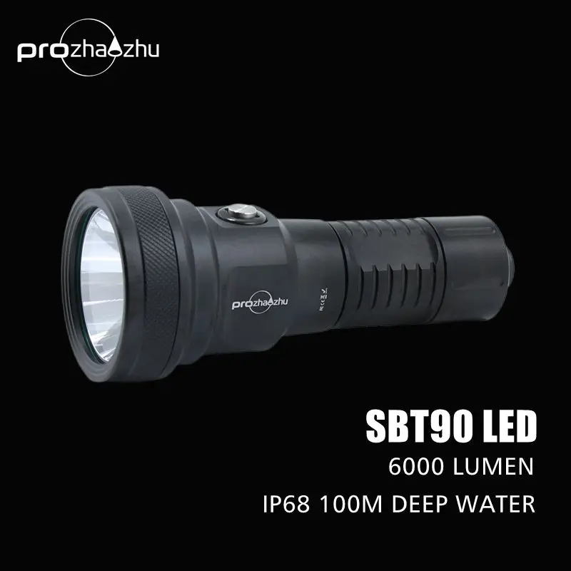 SBT90 6000 لومينز IP68 100 متر LED مصباح غوص 26650 قابل لإعادة الشحن سبائك الألومنيوم الغوص مصباح يدوي