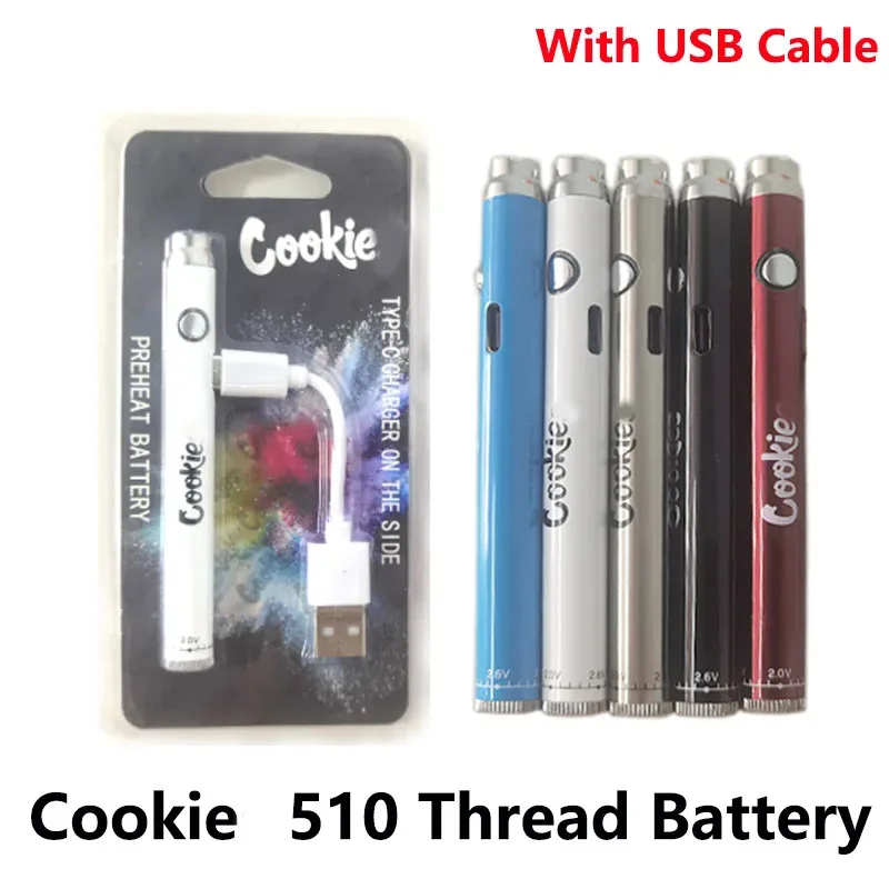 5-10pcs Cookies Preheat Twist Battery 400mah Capacity Type-C Charger 510 Thread 2.0-4.0V With USB Cable Electronic Cigarette