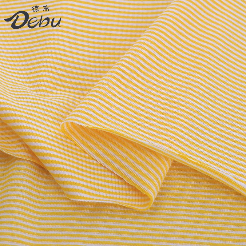 zum Nähen von Kinderkleidung, T-Shirts, Kleider, Puppenkleidung, handgefertigte DIY-Stoffe, reine Baumwolle, elastisch, 1 mm, gestreift, gestrickt, Stoff