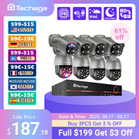 Techage 8CH 4K UHD 8MP PTZ POE Camera System Outdoor AI Human Detect Two-way Conversation CCTV Video Surveillance H.265 NVR Kit