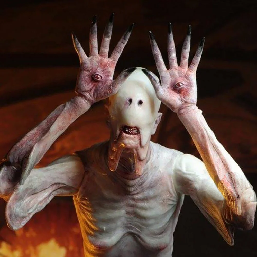 Movie Pan's Labyrinth Horror Pale Man No Eye Monster Cosplay Latex Mask and Gloves Halloween Haunted House Scary Props