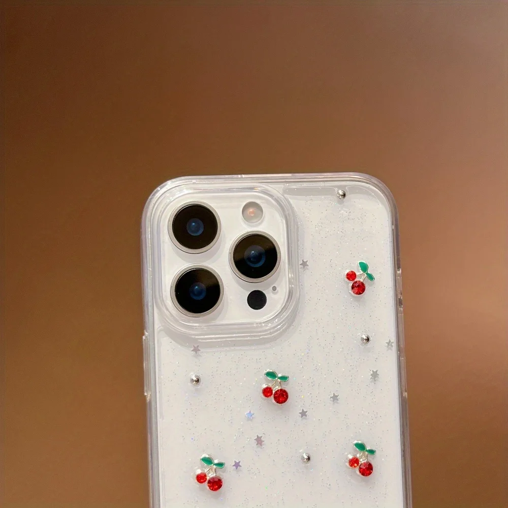 [Sh] ينطبق على حافظة الهاتف المحمول Apple 16promax، جليتر iPhone16 الجديد ثلاثي الأبعاد، Cherry 16pro Advanced Sens plus