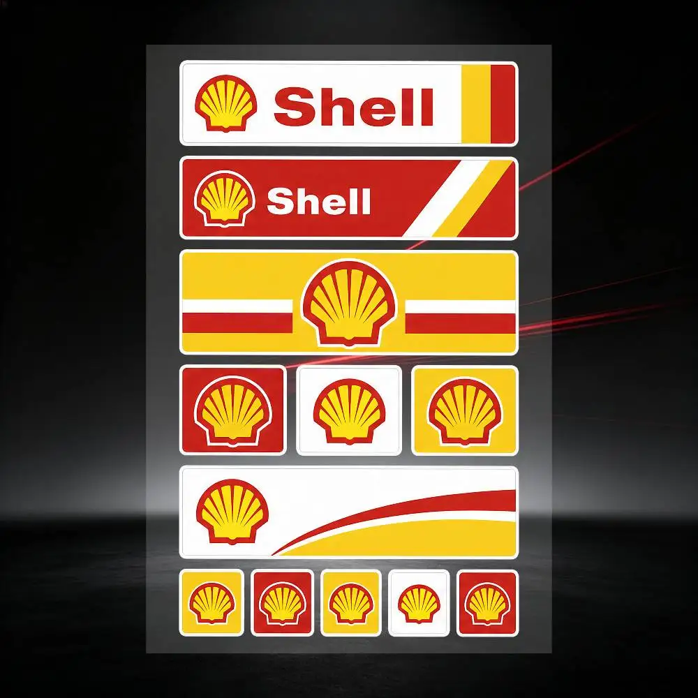 Poster S-shel-l High Visibility Reflective Waterproof Decal Scratch Hide Sticker Fit Car Motorcycle Helmet Refrigerator