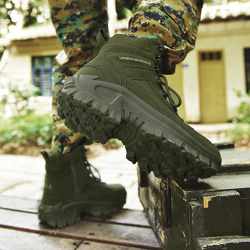 

Hiking Shoes Men Boots High-top Zipper Thick-soled Casual Ankle Boots Men's Outdoor Comfortable Anti-slip Sports Shoes