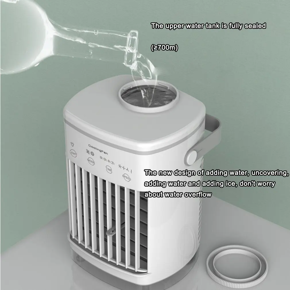 Air Fan Portable Cooler USB Charging Mini Desktop Air Conditioning Fan 4 Gear Speed Humidifier Purifier For Home Office