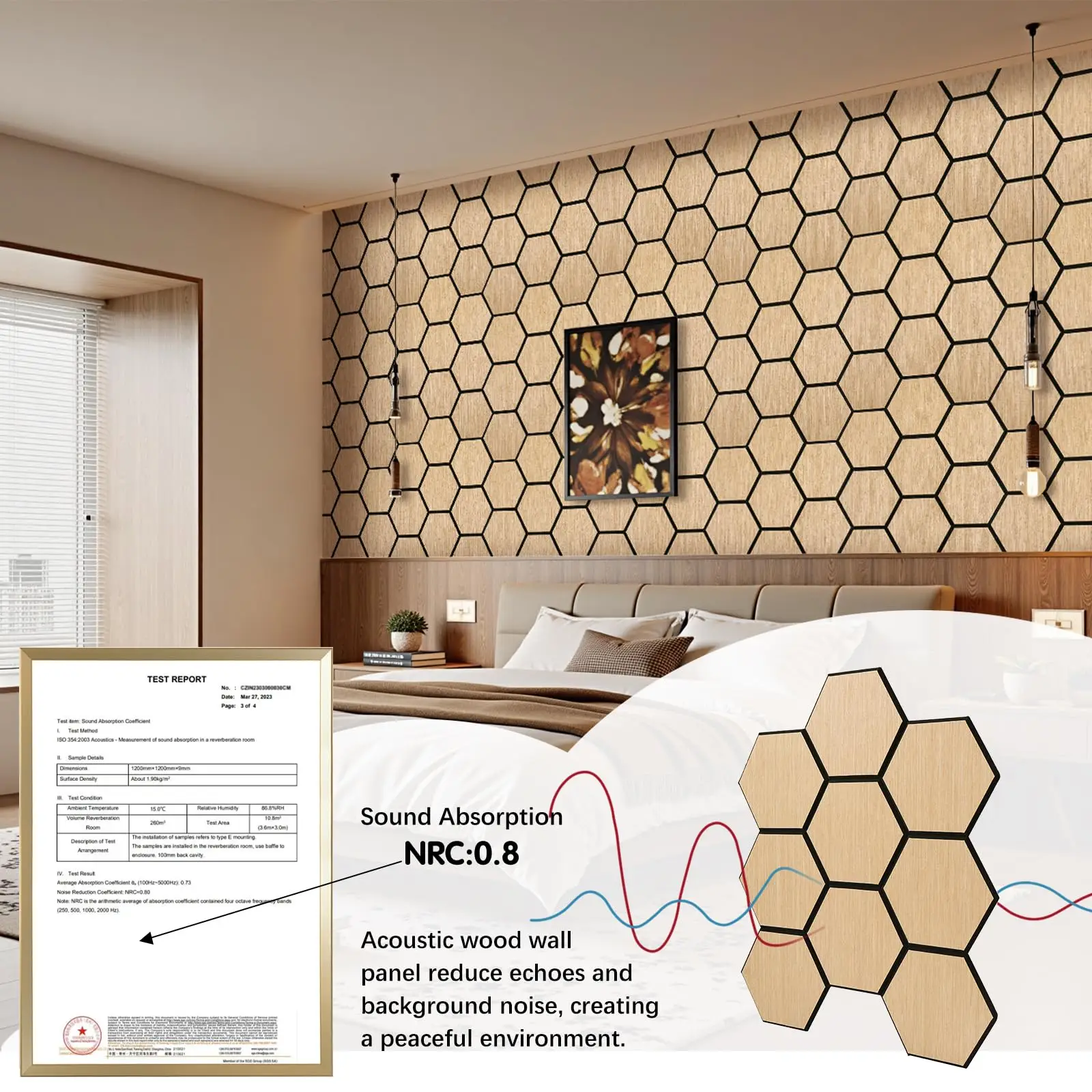 4 Packs Acoustic Wall Panels，Self-Adhesive, Sound Proof, Sound Absorbing, Modern Wall Decor, Home, Studio, Office