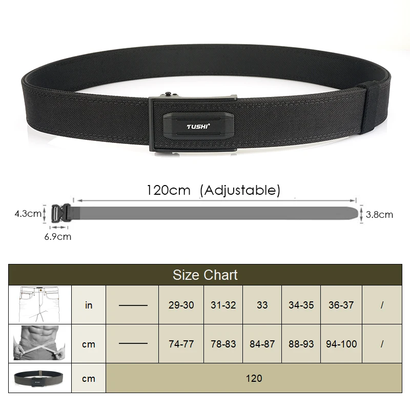 VATLTY Stylish Tactical Belt for Men Metal Automatic Buckle Tight Nylon Military Belt Stiff Work Belt Rigid Casual Girdle Male - Image 5