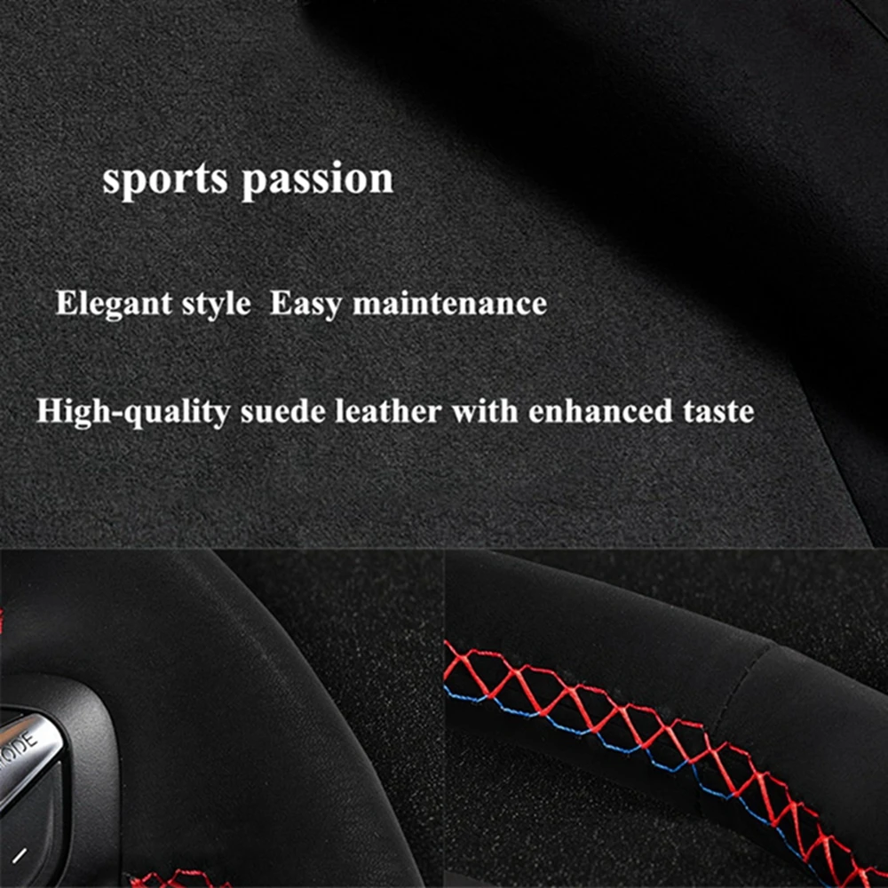 Car Steering Wheel Cover Anti-slip Black Suede For Volkswagen Golf 7 GTI Golf R MK7 Polo Scirocco 2015 2016 Car Accessories