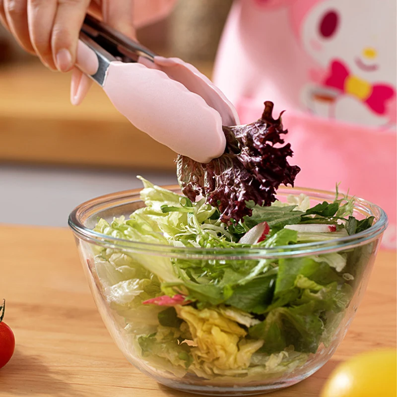 

Sanrio Kawaii Hello Kitty Silicone Barbecue Tongs Home Use Girls Kitchen Anti Scald Grilled Steak Dopamine Colored Salad Tongs
