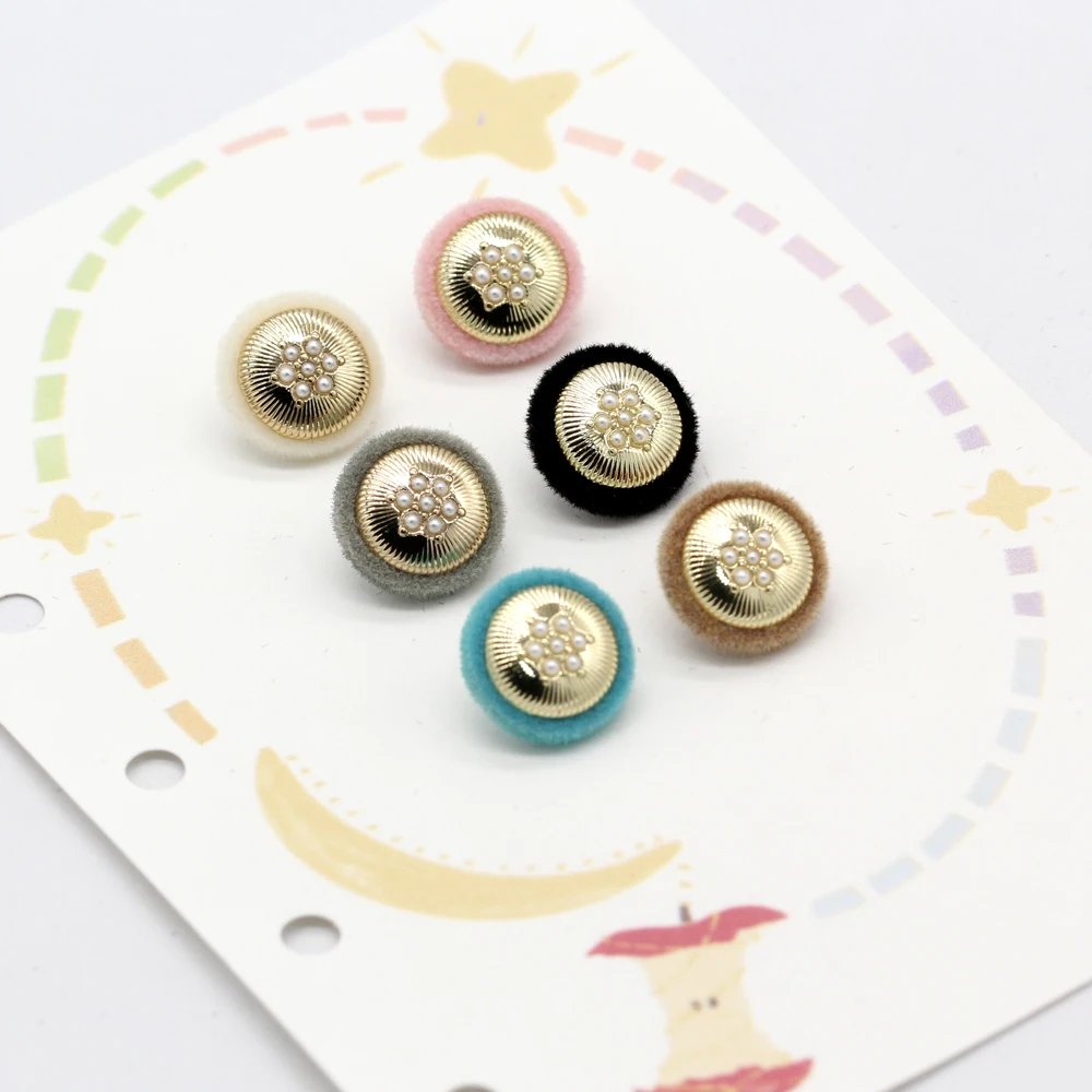 

HENGC 10 шт. 11 мм флокированные золотые металлические жемчужные пуговицы для одежды женский зимний кардиган рубашка блузка швейные аксессуары ручной работы