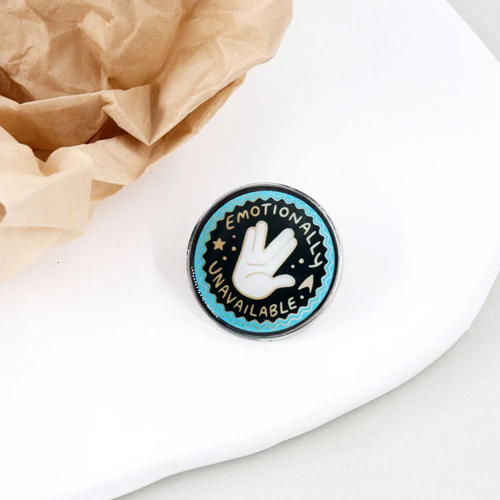 Emotionally unavailable Spock Greeting Hand sign Classy Live Long Prosper Trekkies Star Trek fans gift Lapel Pin Horror badge