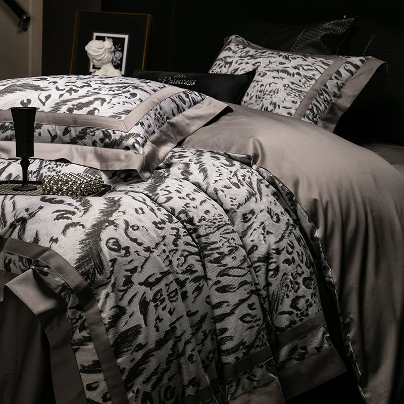 Luxury Bedding Set 1000TC Egyptian Cotton Queen King Size Zebra Print 1 Duvet Cover Set, 1 Flat/Fitted Bed Sheet, 2 Pillowcases