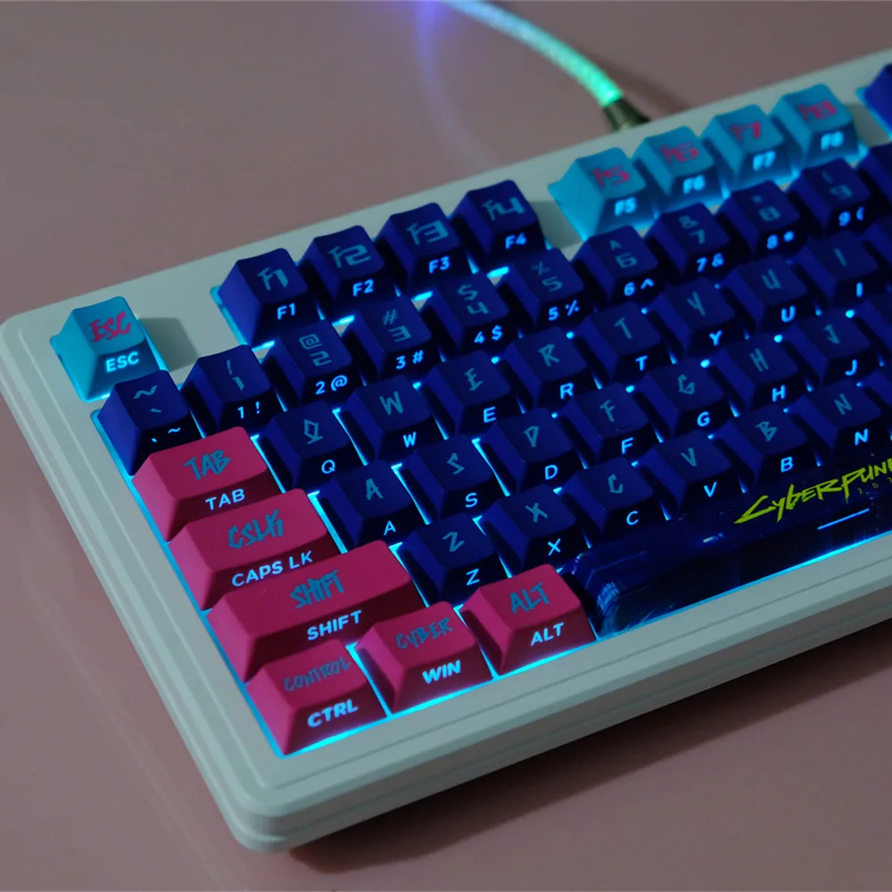 130 Keys Side Engraved Translucent Keycaps Cherry Profile Mechanical Keyboard Keycap Backlight PBT DYE Subbed For Mx Switches
