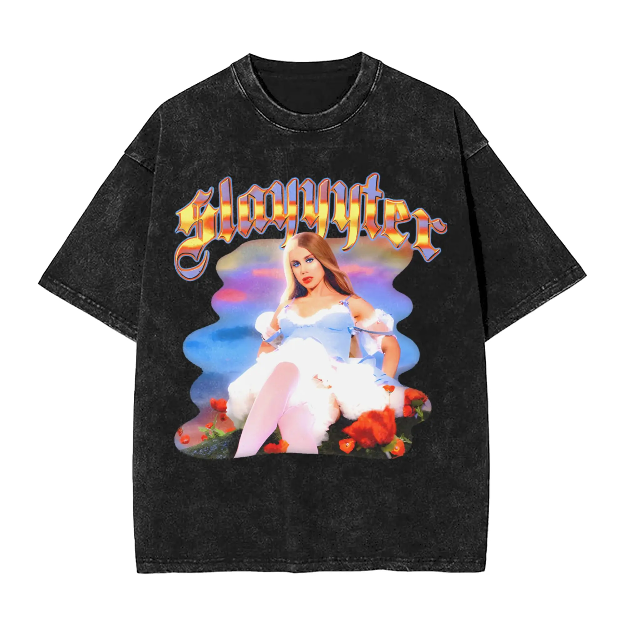 Washed T Shirt Vintage Style Singer Electro Pop Slayyyter Novelty T-Shirt Oversize  Streetwear Summer Tee Shirt for Men Women
