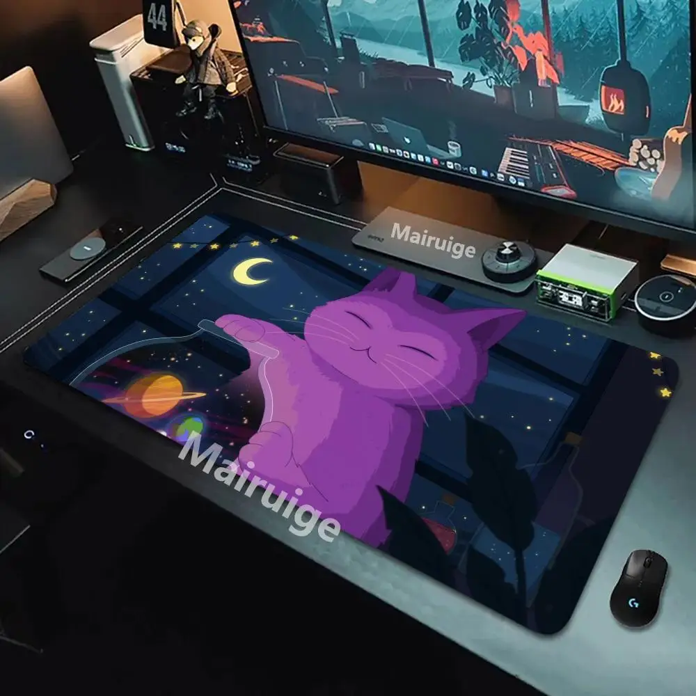 アニメかわいい猫マウスパッド大型コンピュータオフィスゲームテーブルマットXXLゴム滑り止めゲーミングキーボードマウスパッドロングデスクパッド